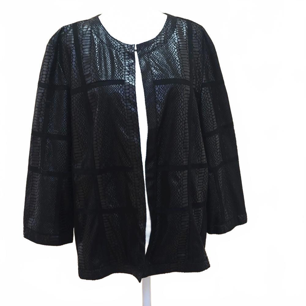 Stylish Black Faux Snakeskin Jacket, 16